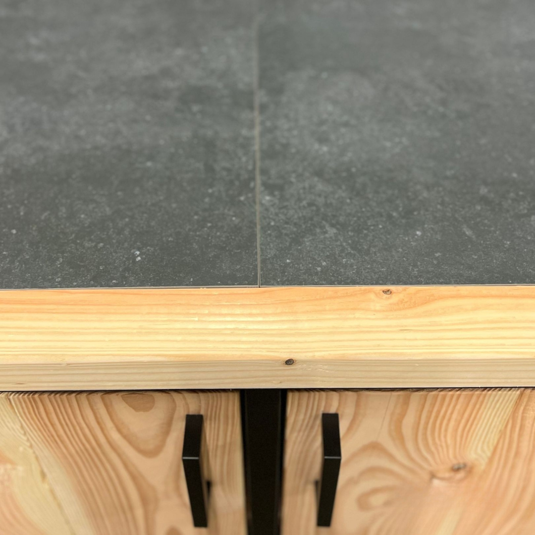 Buitenkeuken Douglas en staal met opbergkast en Keramische tegel - Lengte 205 cm - Afbeelding 8